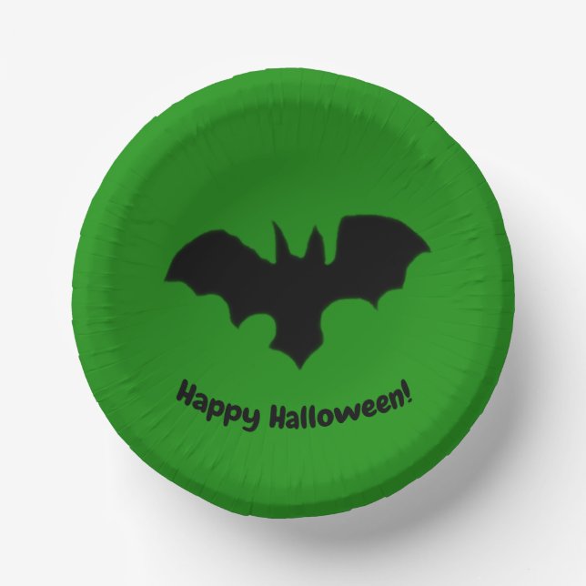 Cuencos De Papel Murciélago volador sobre verde (Anverso)