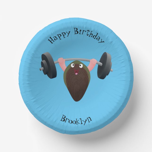 Cuencos De Papel Mussel gracioso trabajando en ilustracion personal (Anverso)