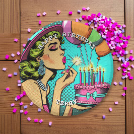 Cuencos De Papel Nacimiento Personalizado del Arte Pop Retro Pinup 