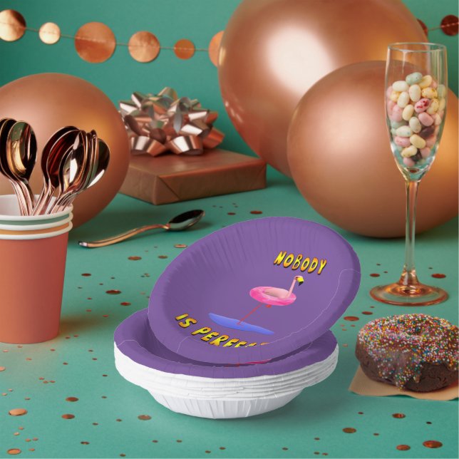 Cuencos De Papel Nadie es perfecto - flamingo con anillo de natació (Multi)