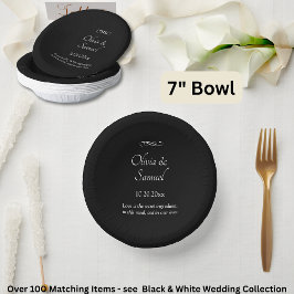 Cuencos De Papel Names Date Message Black White Infinity Scroll, 7"