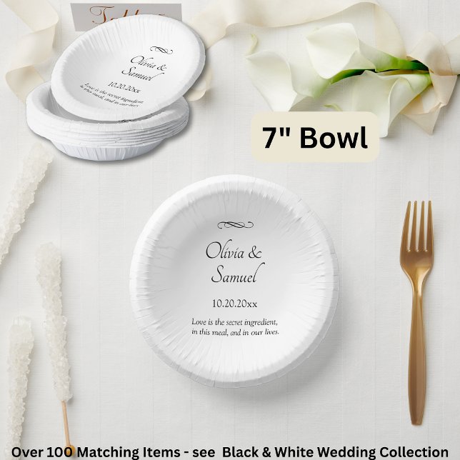 Cuencos De Papel Names Date Message Black White Infinity Scroll, 7" (Subido por el creador)