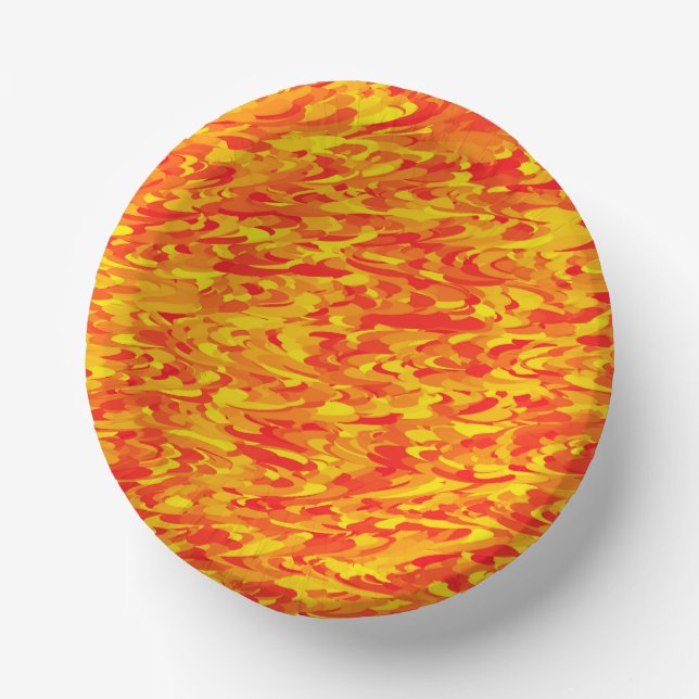 Cuencos De Papel Naranja del patrón abstracto amarillo rojo (Anverso)