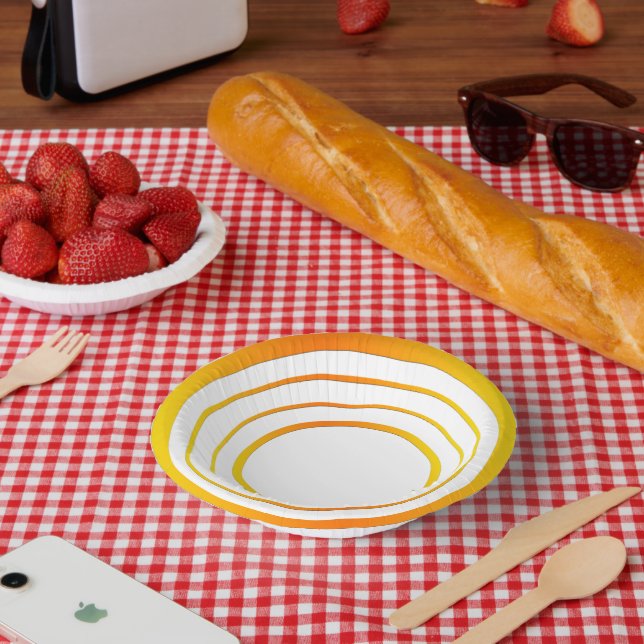 Cuencos De Papel Naranja y anillos amarillos (Picnic)