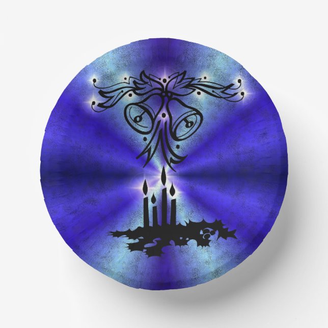 Cuencos De Papel Navidades Artdeco sobre el arcoiris verde azul (Anverso)