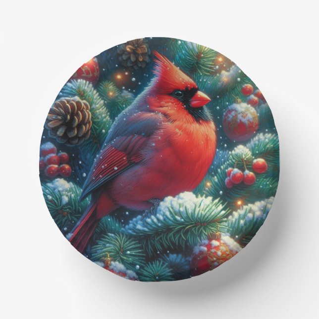 Cuencos De Papel Navidades/cardenal invernal (Anverso)