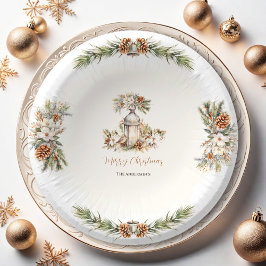 Cuencos De Papel Navidades Cena Fiesta Pine White & Cream Elegant