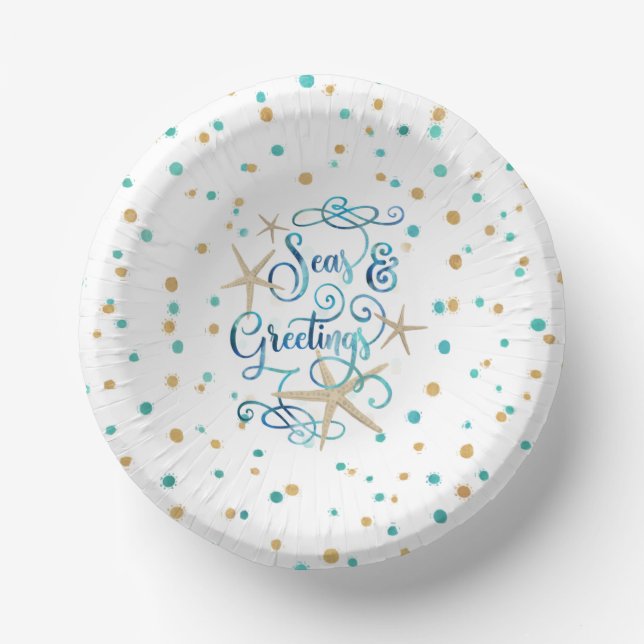 Cuencos De Papel Navidades costeros SEAsons Greetings Dots Fiesta (Anverso)