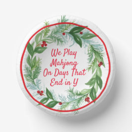 Cuencos De Papel Navidades de acuarela Holiday Wreath MAHJONG