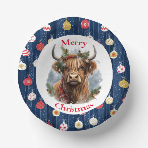 Cuencos De Papel Navidades de Blue Baulables Highlander Cow