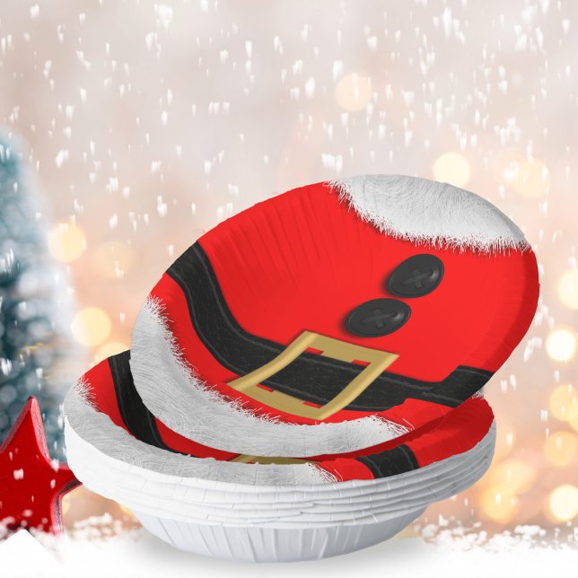Cuencos De Papel Navidades de la fiesta navideña Red Santa Suit (Ho-ho-hope you have fun at your next Santa Party. Just fill these paper bowls with festive snacks)