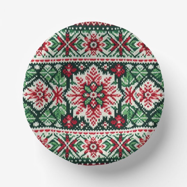 Cuencos De Papel Navidades/Feria de invierno isla roja y verde (Anverso)