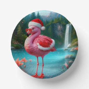 Cuencos De Papel Navidades Flamingo Como Santa Claus-47475