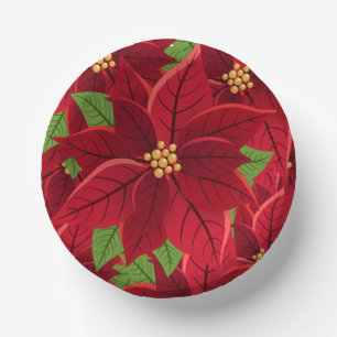 Cuencos De Papel Navidades Poinsettia