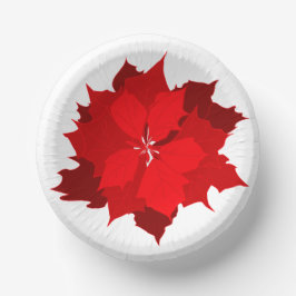 Cuencos De Papel Navidades puninsettia placa roja y blanca