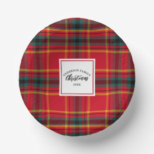 Cuencos De Papel Navidades Tartan Plaid Family Name Year