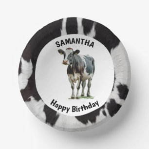 Cuencos De Papel Negro y blanco piel de vaca