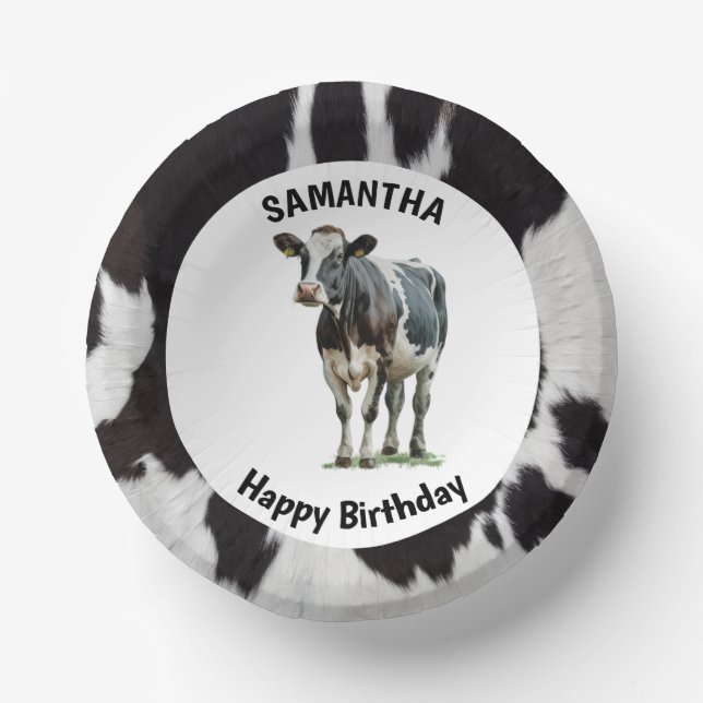 Cuencos De Papel Negro y blanco piel de vaca (Anverso)