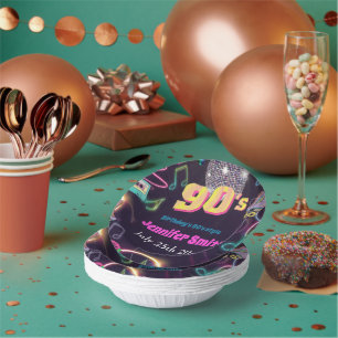 Cuencos De Papel Neon Disco Vibes Retro de estilo 90