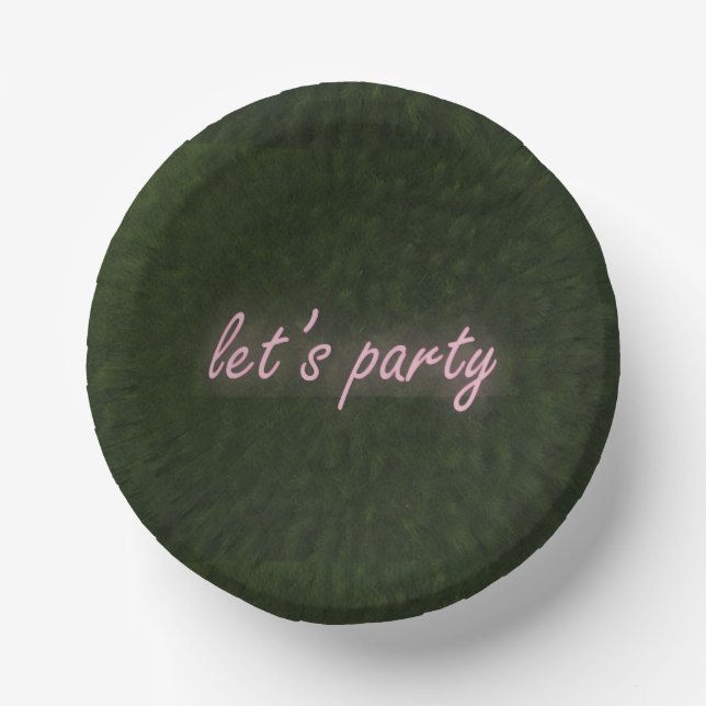 Cuencos De Papel Neon Pink Artificial Grass Fiesta (Anverso)