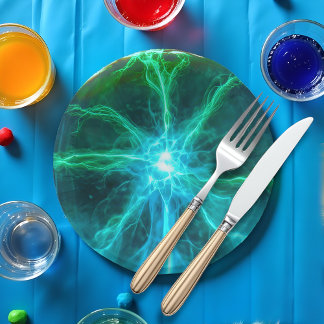 Cuencos De Papel Neon Plasma Ball Electric Fiesta