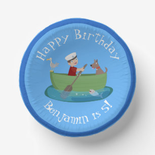 Cuencos De Papel Niño pequeño marinero y personalizado de un bote d