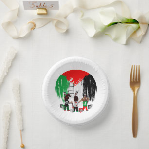 Cuencos De Papel Niños de Gaza pintando la bandera palestina