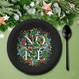 Cuencos De Papel NOEL Greenery Navidades Negros Personalizados