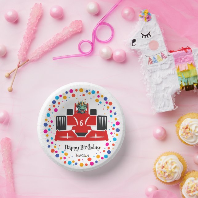 Cuencos De Papel Nombramiento del niño de carreras rojas de Dinosau (Fiesta)