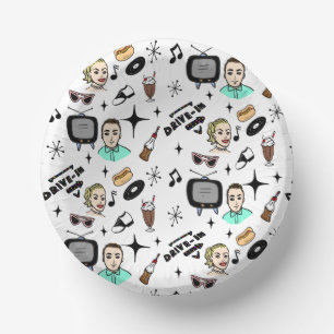 Cuencos De Papel Nostálgico cumpleaños de los Retro Graphics de los