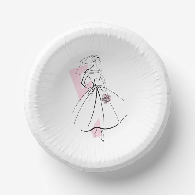 Cuencos De Papel Novia de Moda Rosa  (Anverso)