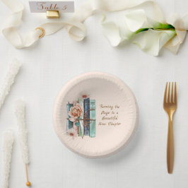Cuencos De Papel Nuevo Capítulo Comienza Pila de Libros Floral