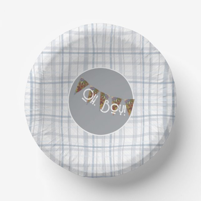 Cuencos De Papel Oh, Boy bunting y cuadros  (Anverso)