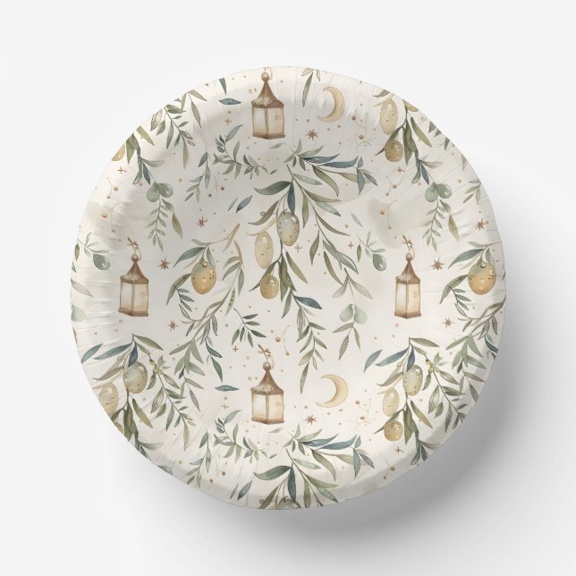 Cuencos De Papel Olive & Lantern Islamic Party Bowls (Anverso)