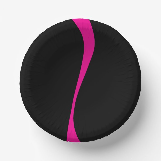 Cuencos De Papel Ondas simples 2 en magenta y negro (Anverso)