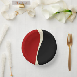 Cuencos De Papel Ondas simples 2 en rojo y crema
