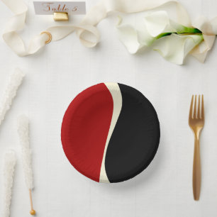Cuencos De Papel Ondas simples 2 en rojo y crema