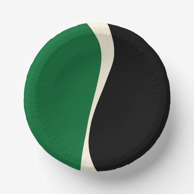 Cuencos De Papel Ondas simples 2 en verde, crema y negro (Anverso)