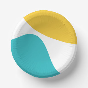 Cuencos De Papel Ondas simples 4 - Turquesa y Amarilla