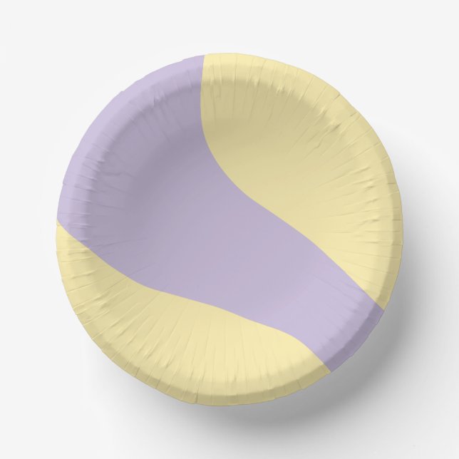 Cuencos De Papel Ondas simples en amarillo y púrpura pastel (Anverso)