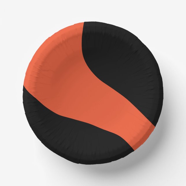 Cuencos De Papel Ondas simples en negro y Naranja (Anverso)