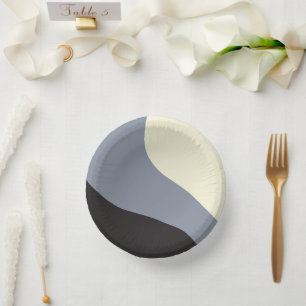 Cuencos De Papel Ondas simples - Negro, gris y crema
