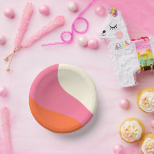 Cuencos De Papel Ondas simples - rosa, Naranja y crema