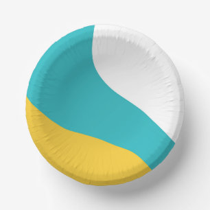 Cuencos De Papel Ondas simples - Turquesa y Amarillo