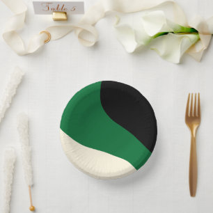 Cuencos De Papel Ondas simples - Verde, Crema y Negro
