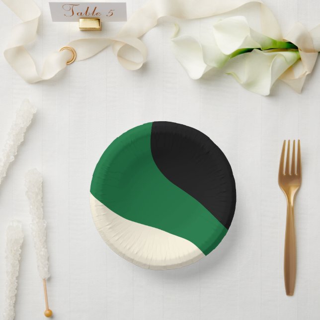 Cuencos De Papel Ondas simples - Verde, Crema y Negro (Boda)