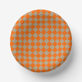 Cuencos De Papel Orange Taupe Checker Diamond Pattern