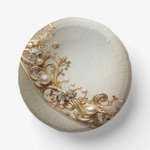 Ornate Gold Flourish Paper Bowls