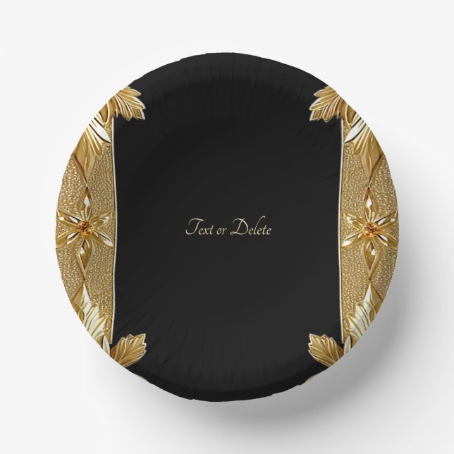 Cuencos De Papel Ornato floral dorado (Anverso)