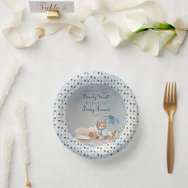 Cuencos De Papel Oso | Blue Umbrella Bearly Wait Boy Baby Shower P